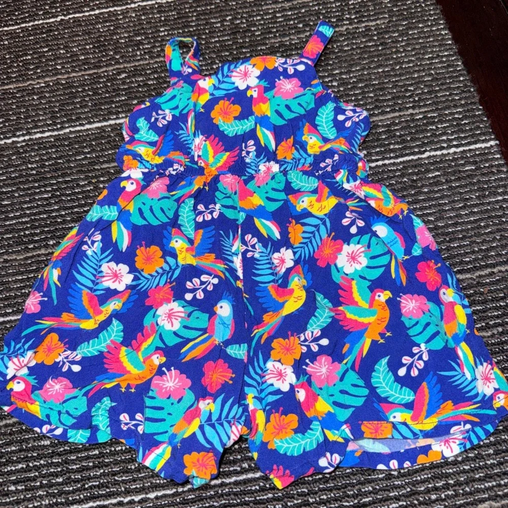 JoJo Maman Bebe Tropical Parrot Print Romper Jumpsuit Girls 6-12M‎ NWOT